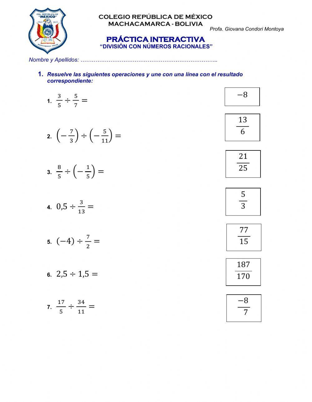 División con racionales