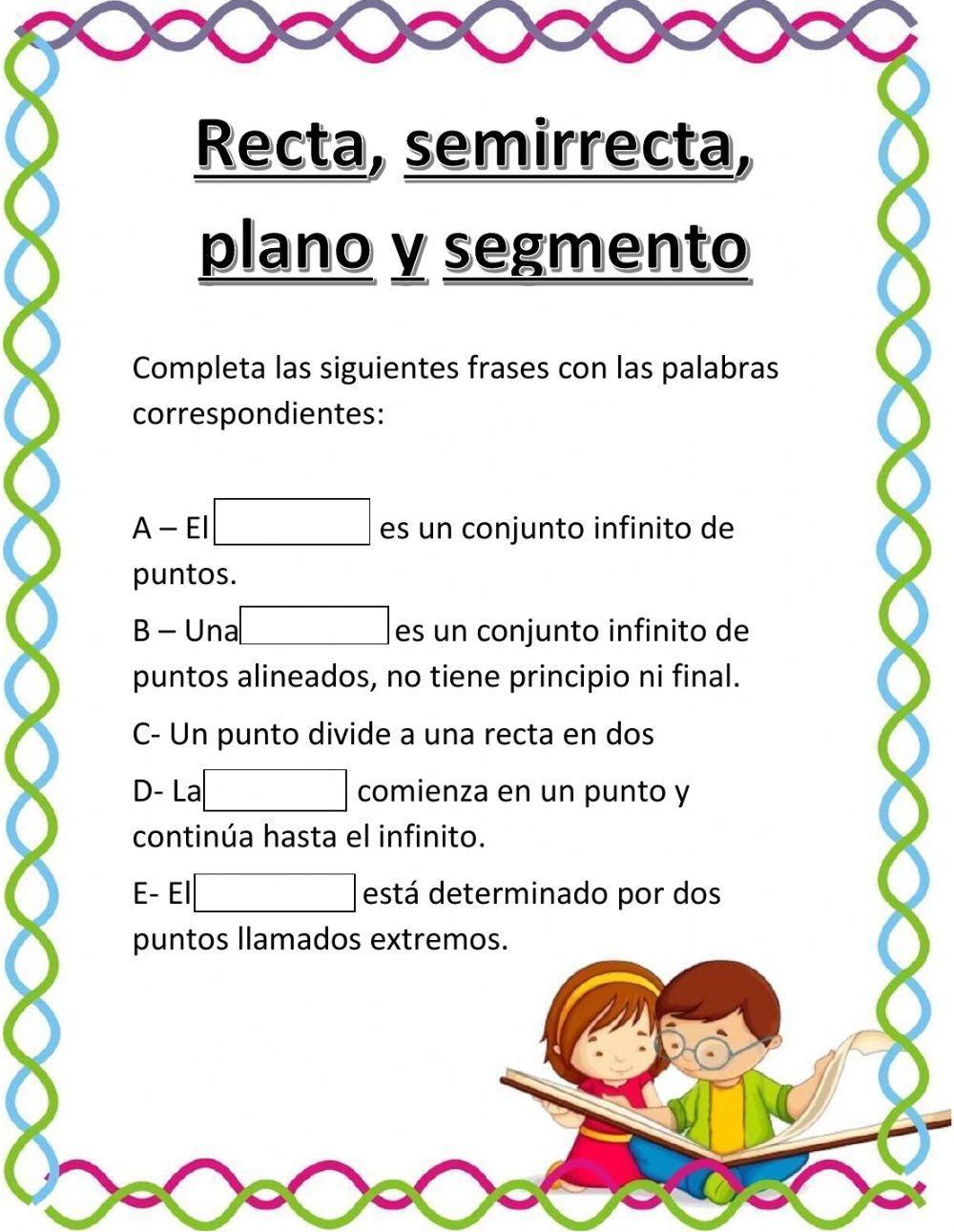 Plano, recta, semirrecta y segmento