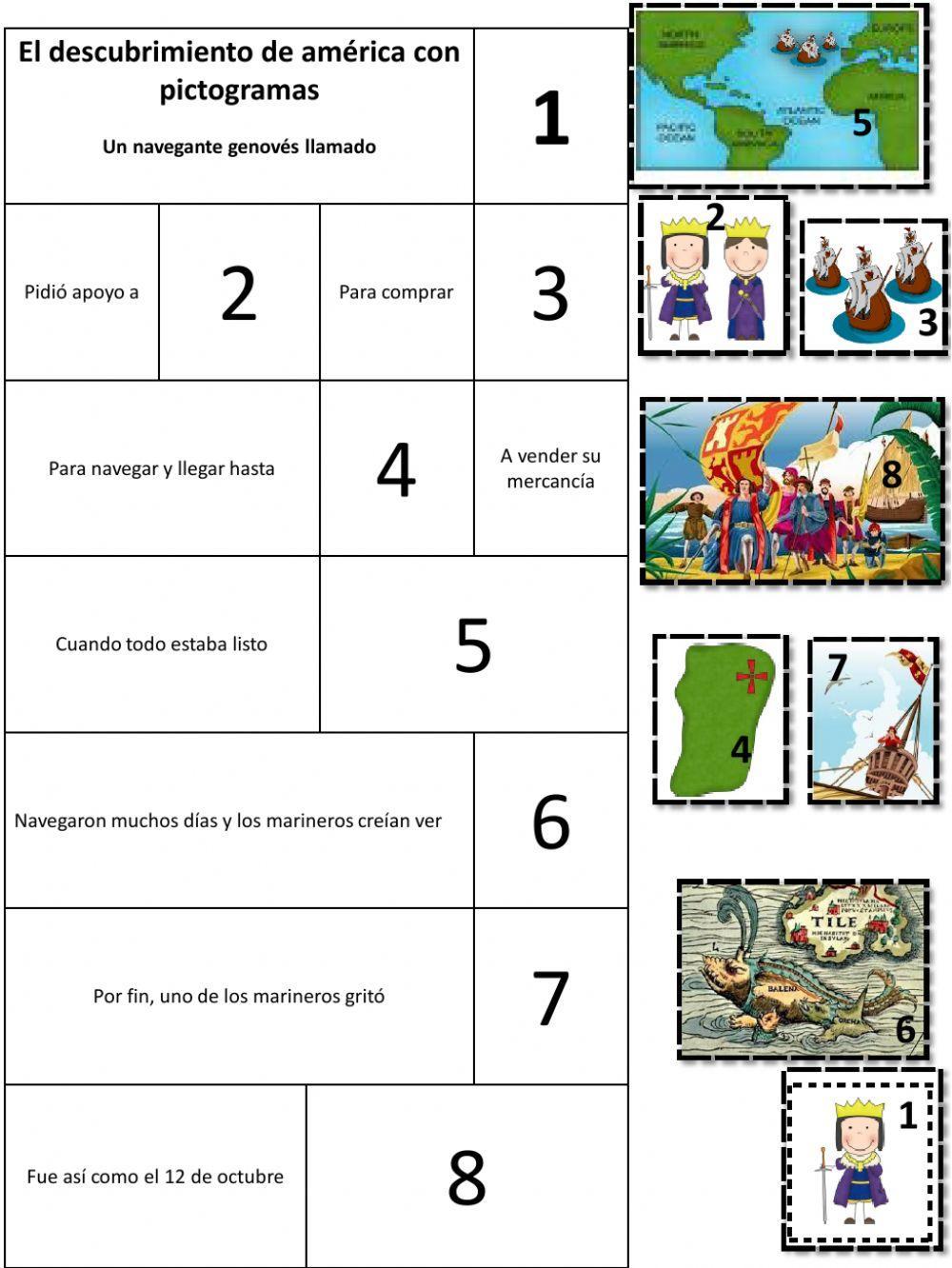 Descubrimiento de américa con pictogramas