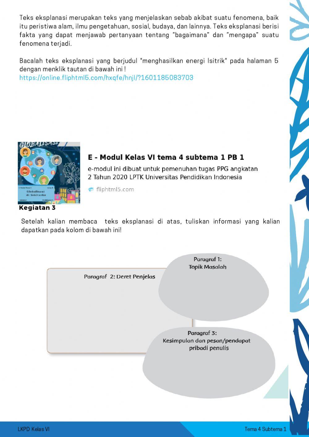 LKPD Kelas 6 tema 4 subtema 1 pb 1