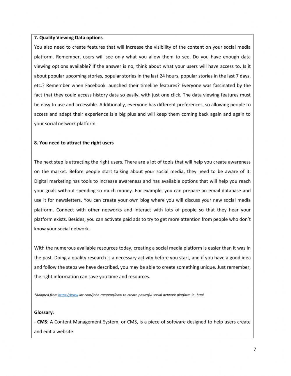 Reading How to create a powerful social nework