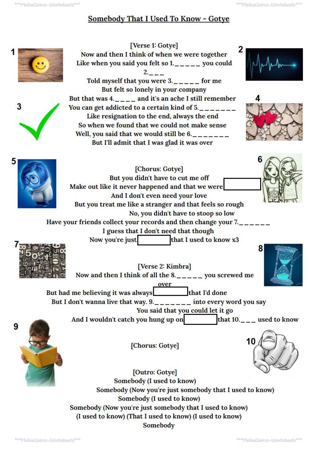 Song - Gotye - Somebody that I used to know