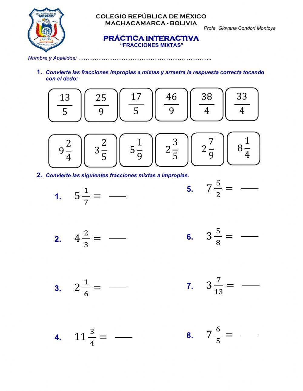 Fracciones impropias
