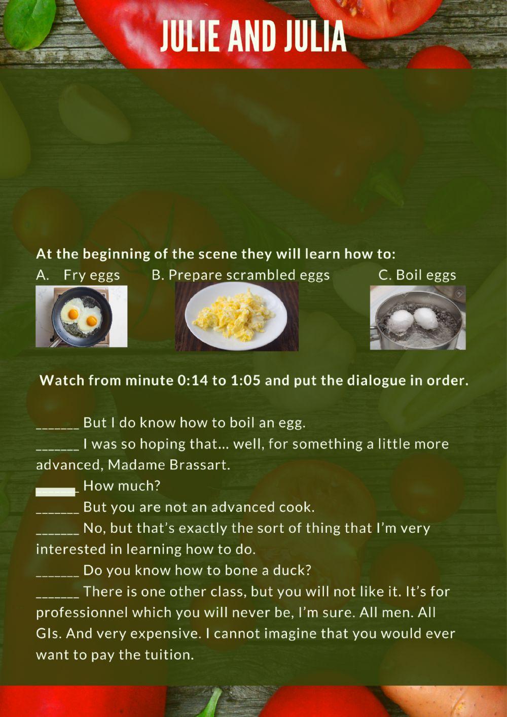 Julie and julia | Free Interactive Worksheets | 407529