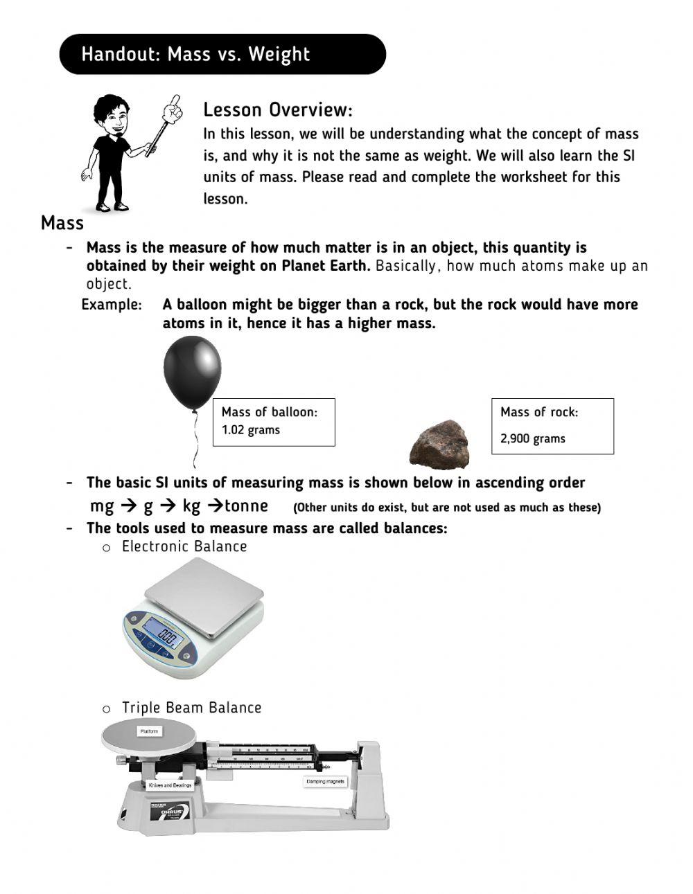 Worksheet2 Length & Mass