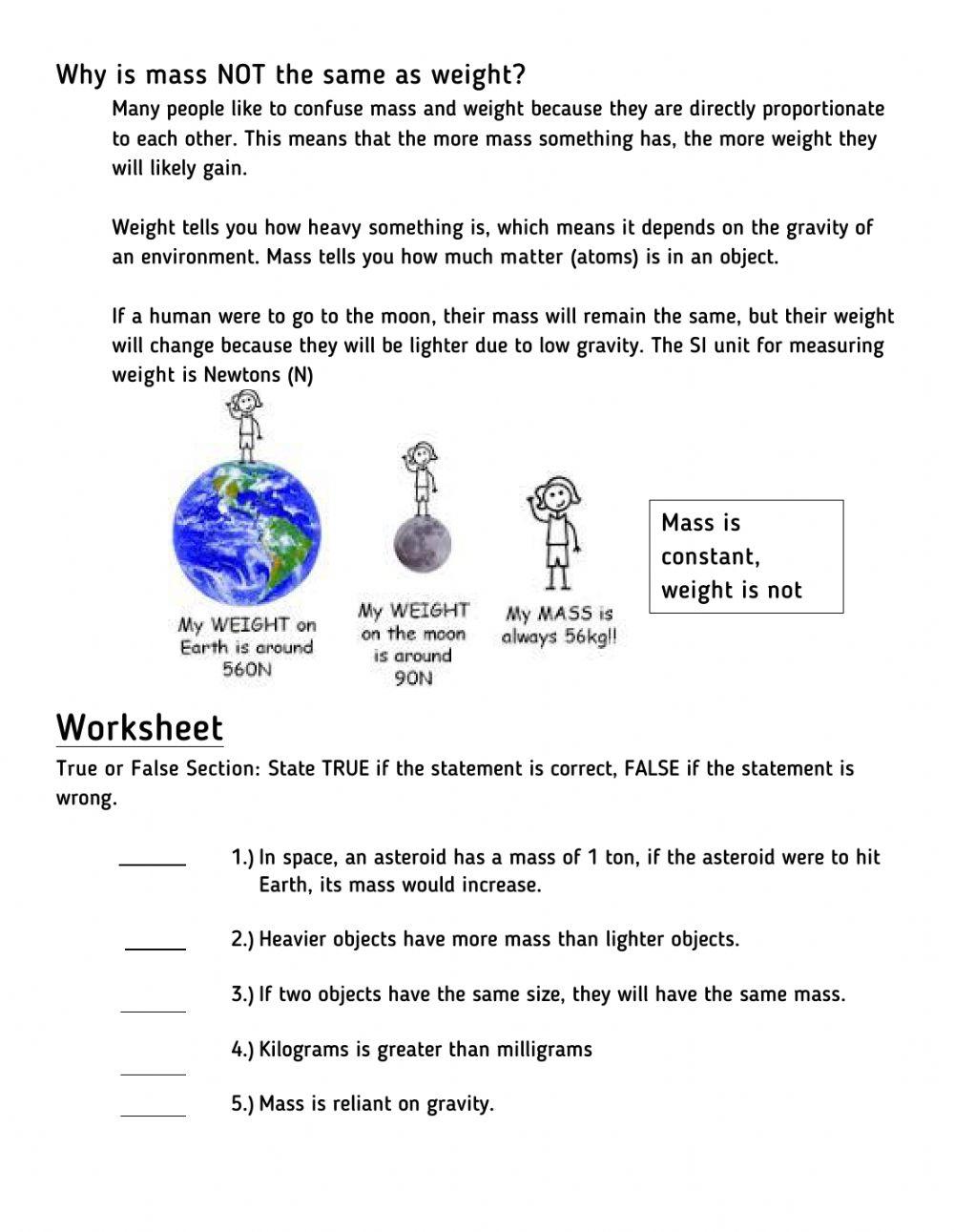 Worksheet2 Length & Mass