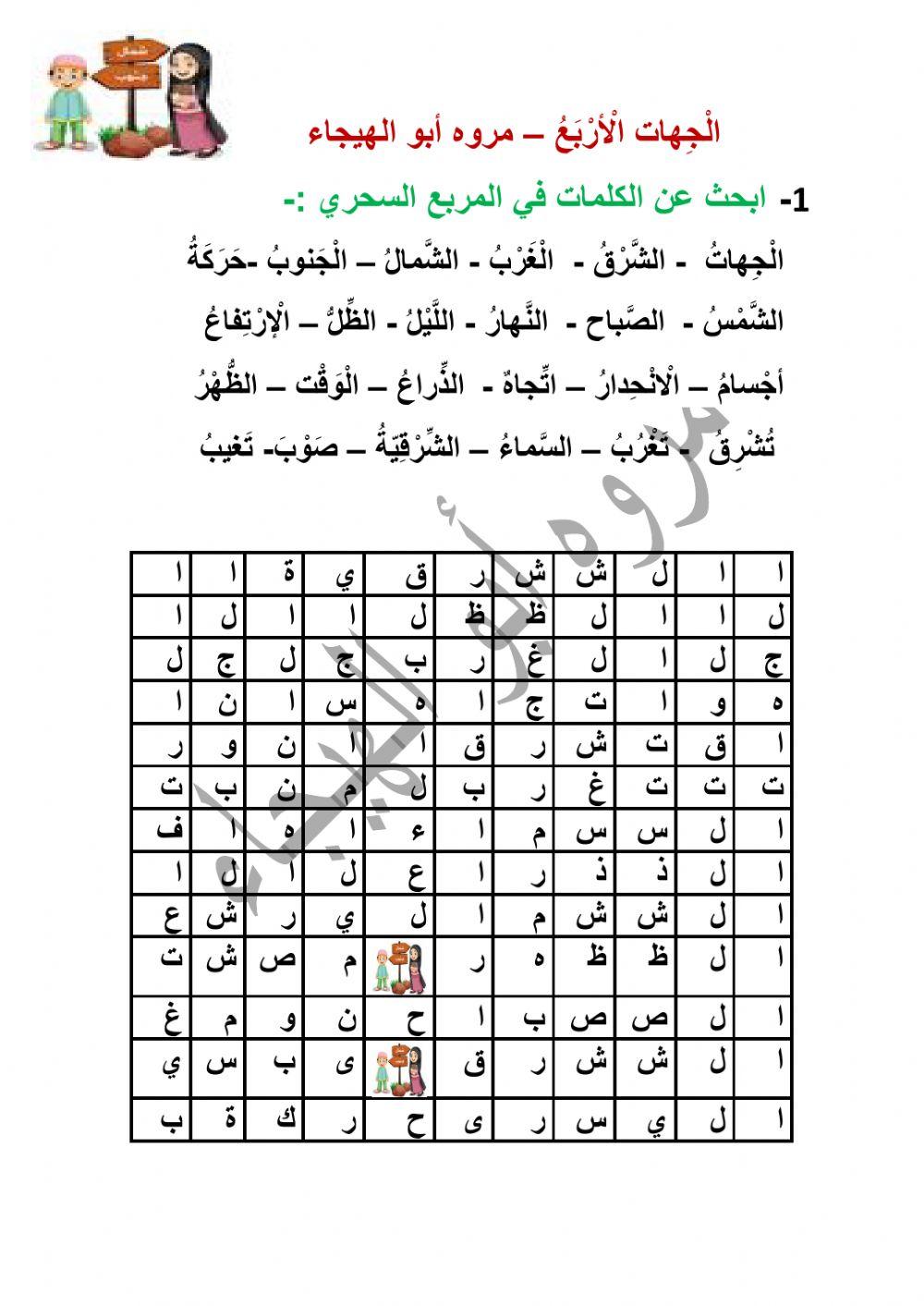 ورقة عمل - الجهات الاربع