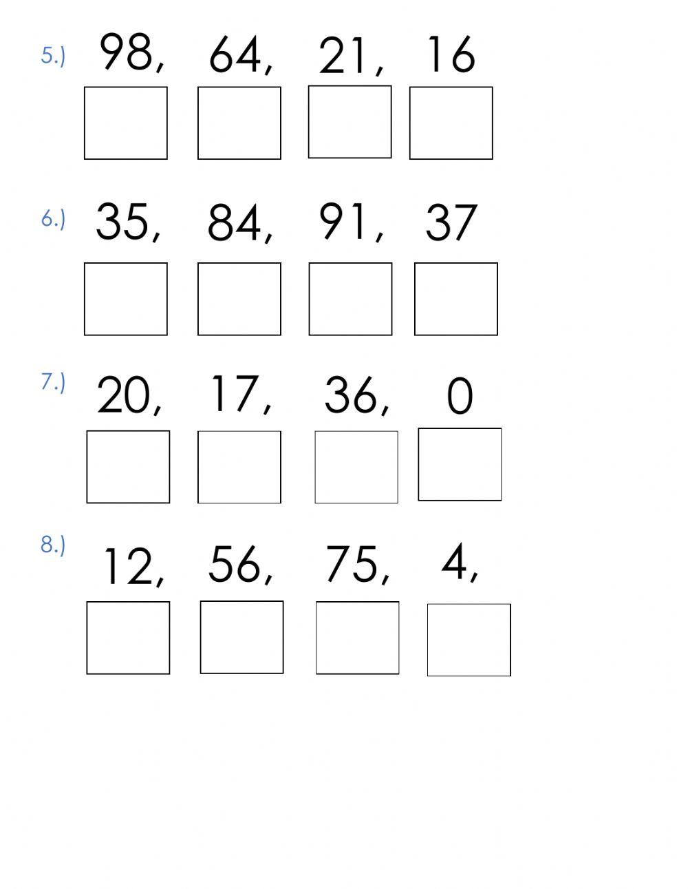 Arranging Numbers from Biggest to Smallest