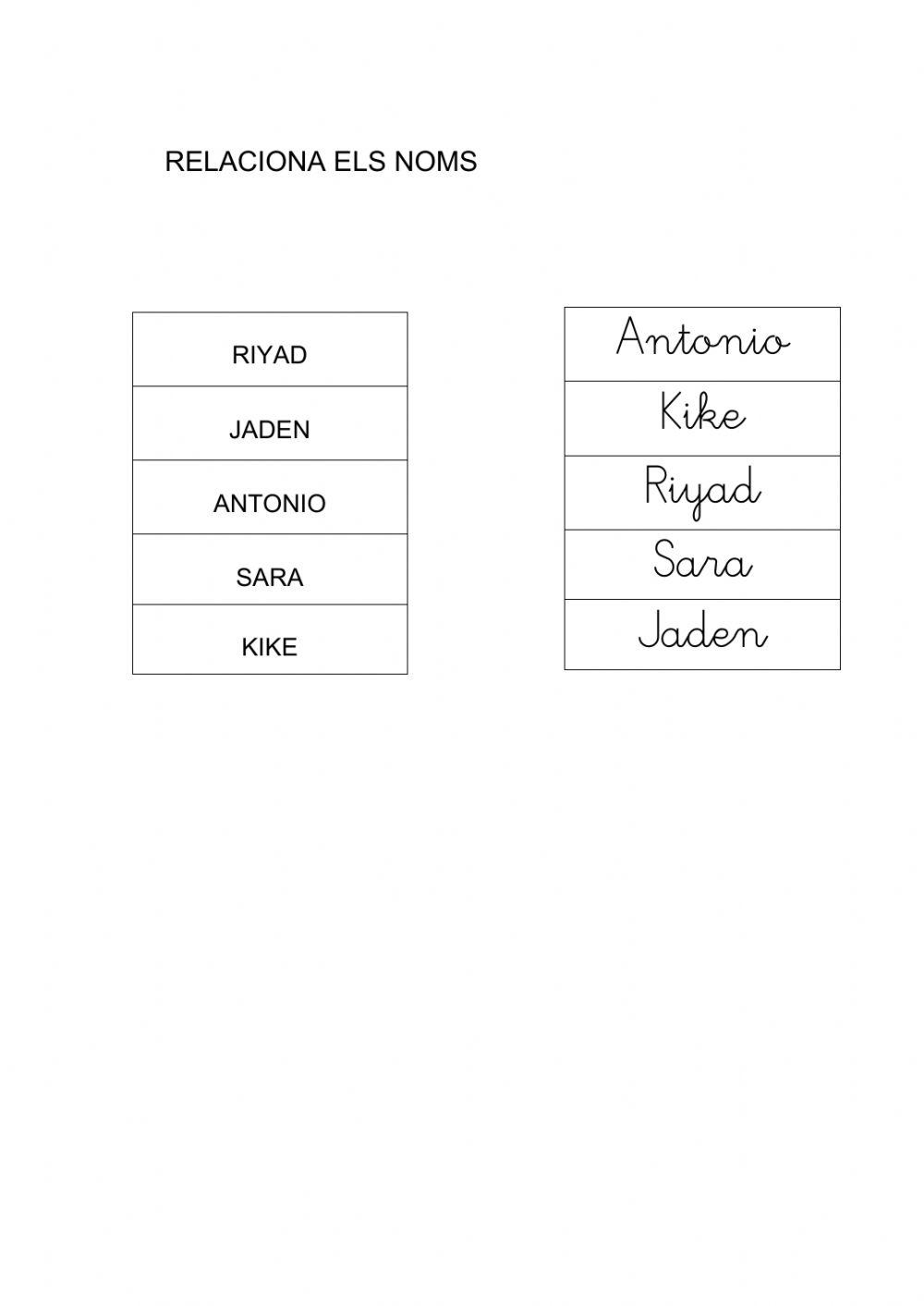 Relacionar noms de la classe lletra lligada