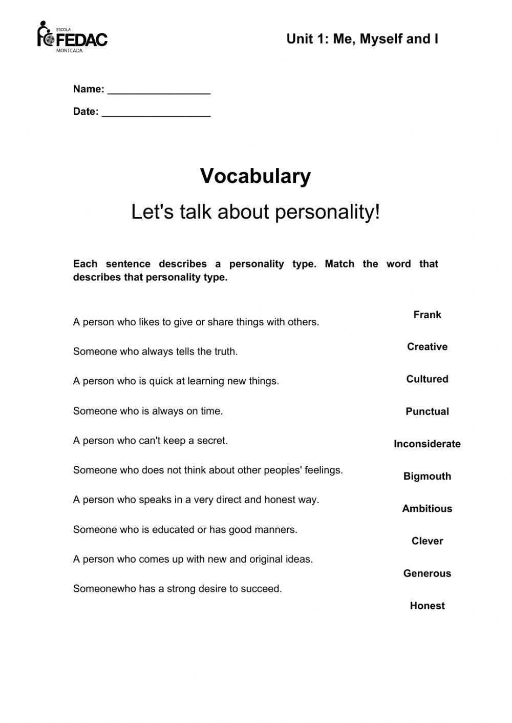 Let's talk about personality