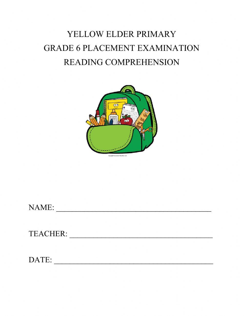 Reading Comprehension Pretest