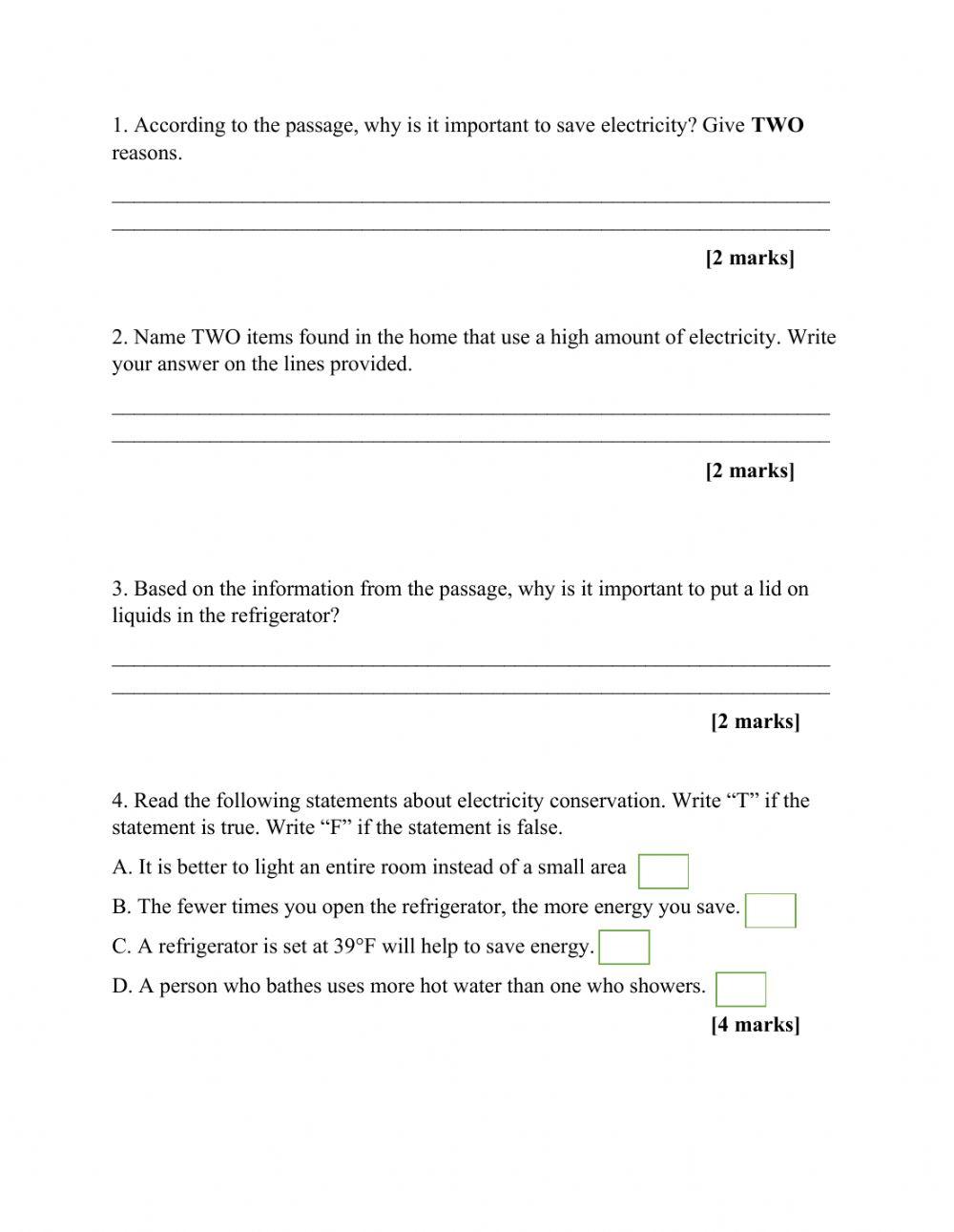Reading Comprehension Pretest