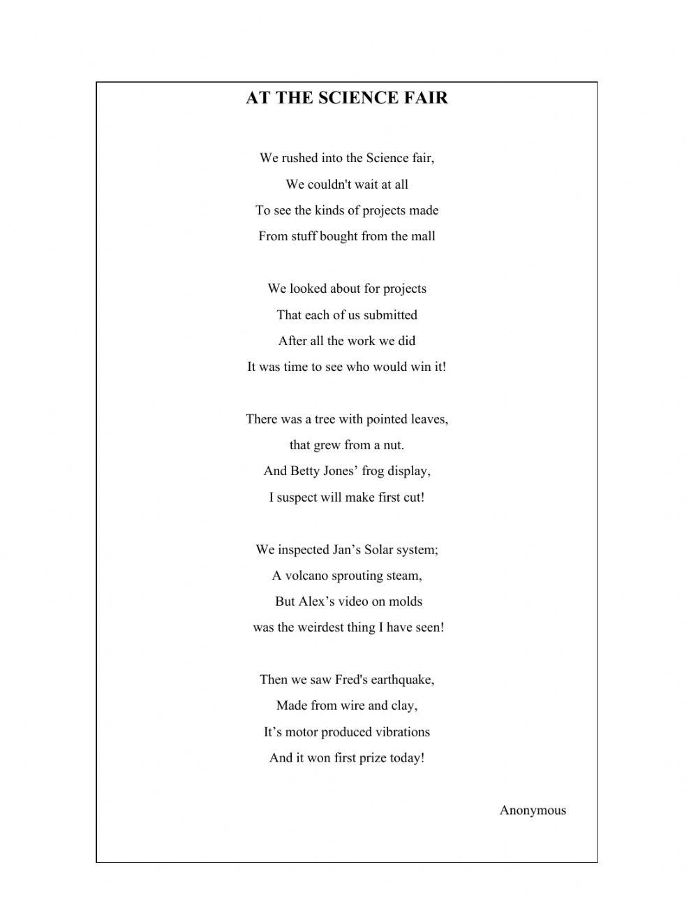 Reading Comprehension Pretest