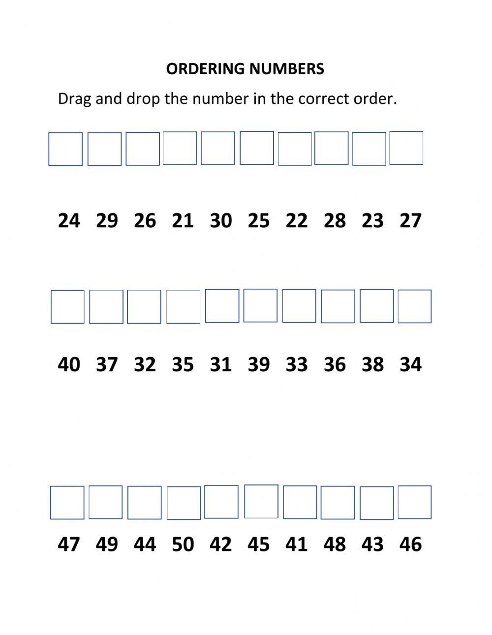 Ordering Numbers interactive exercise for Elementary | Live Worksheets