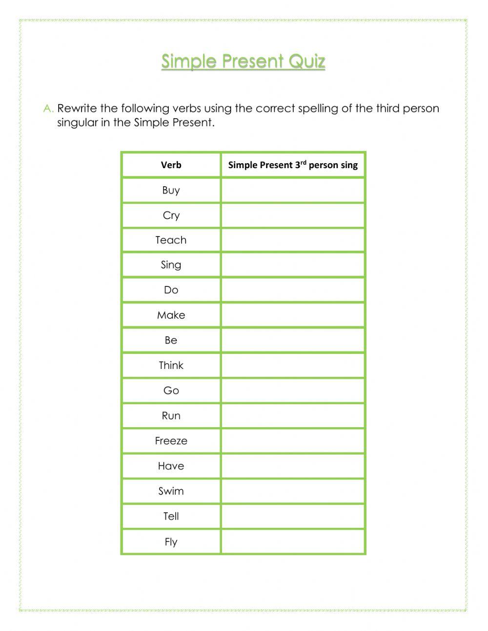 Simple Present spelling