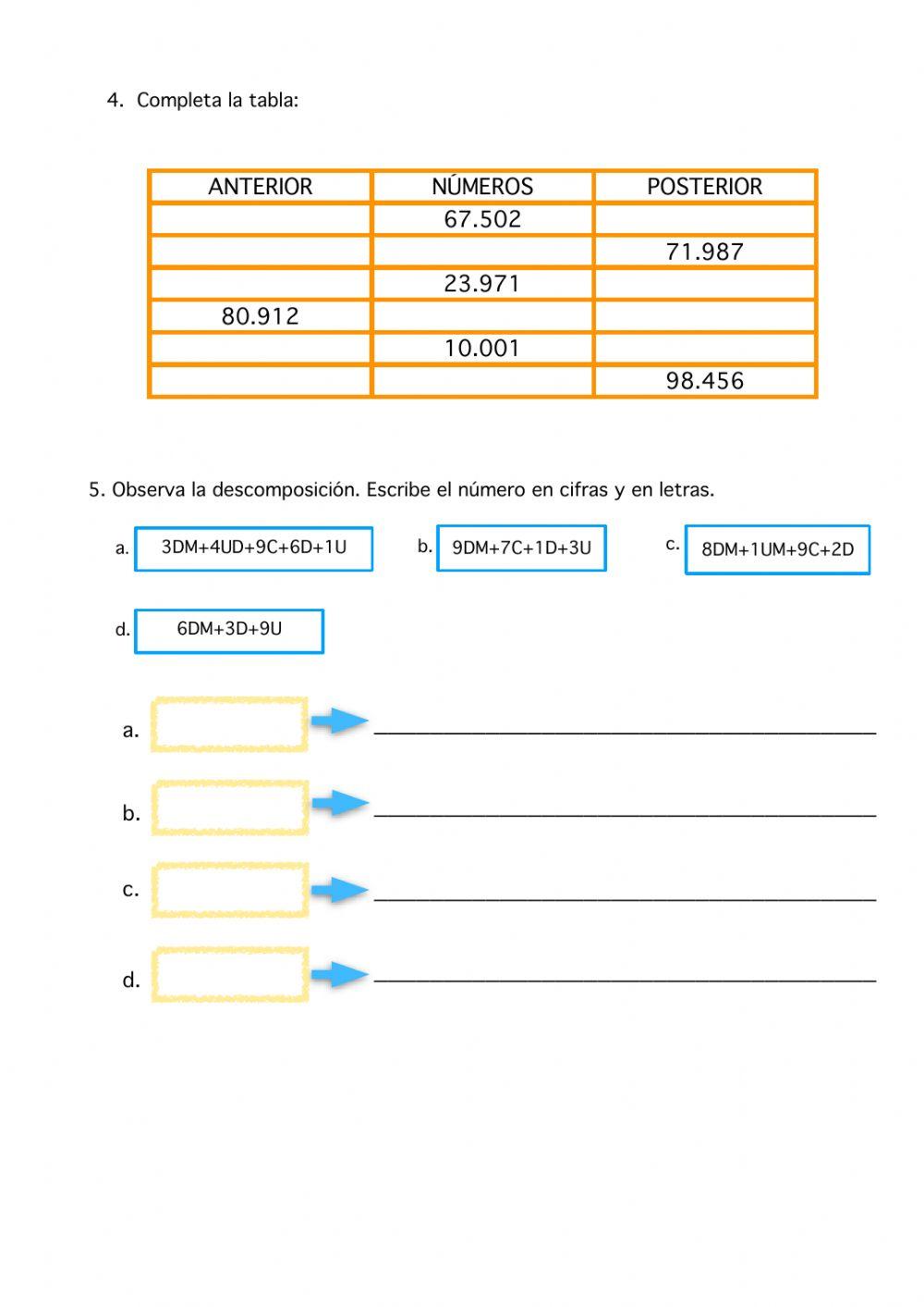 Números de cinco cifras