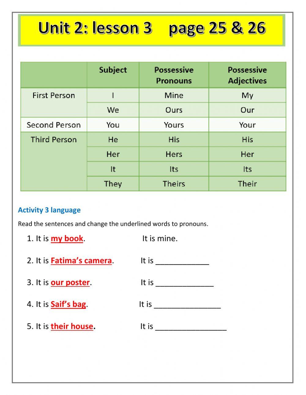 Possessive pronouns