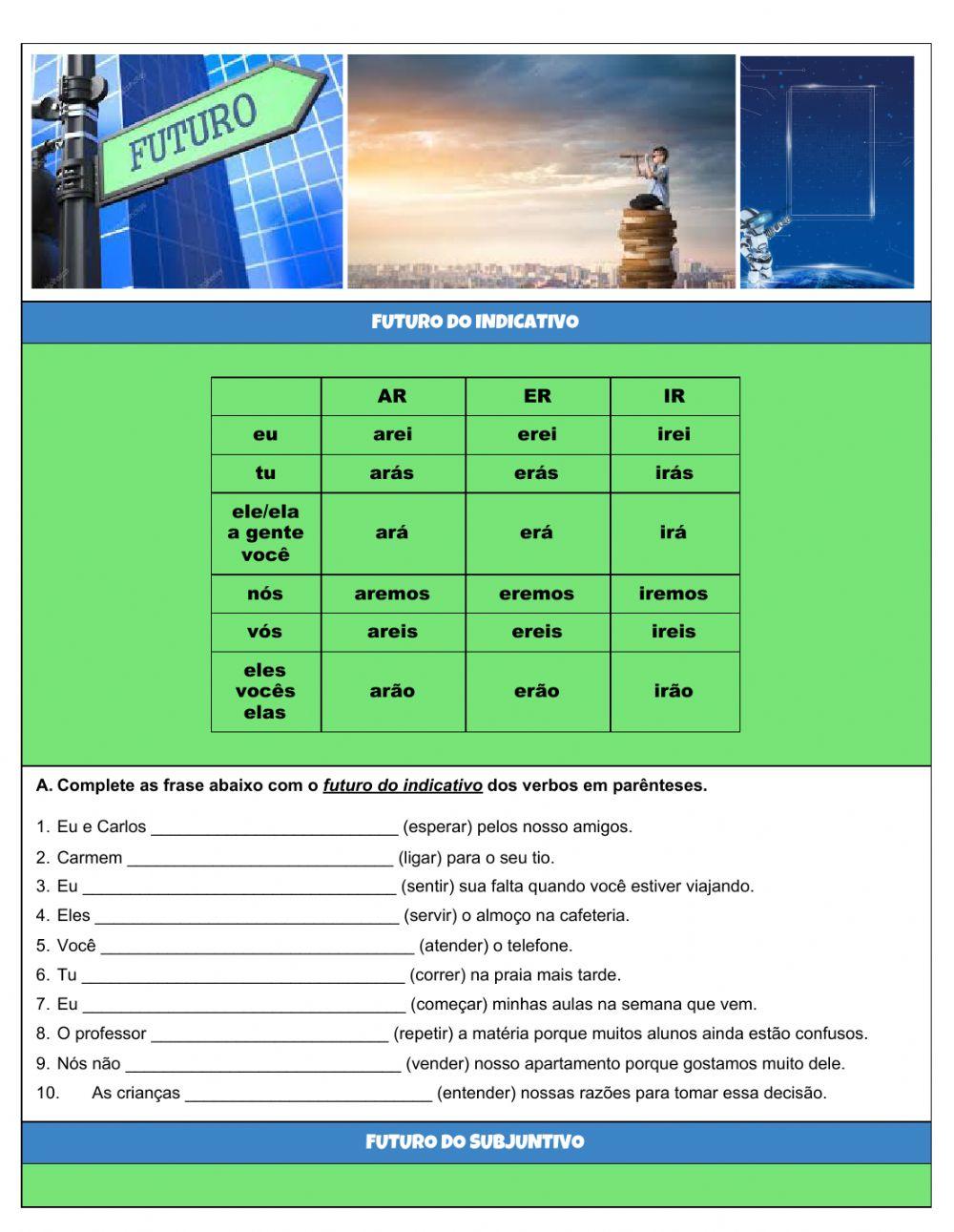 Futuro do Indicativo e Subjuntivo - Portugues