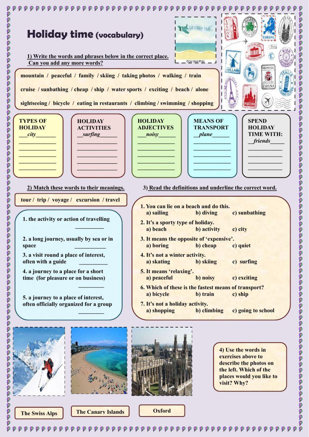 Holiday time vocabulary