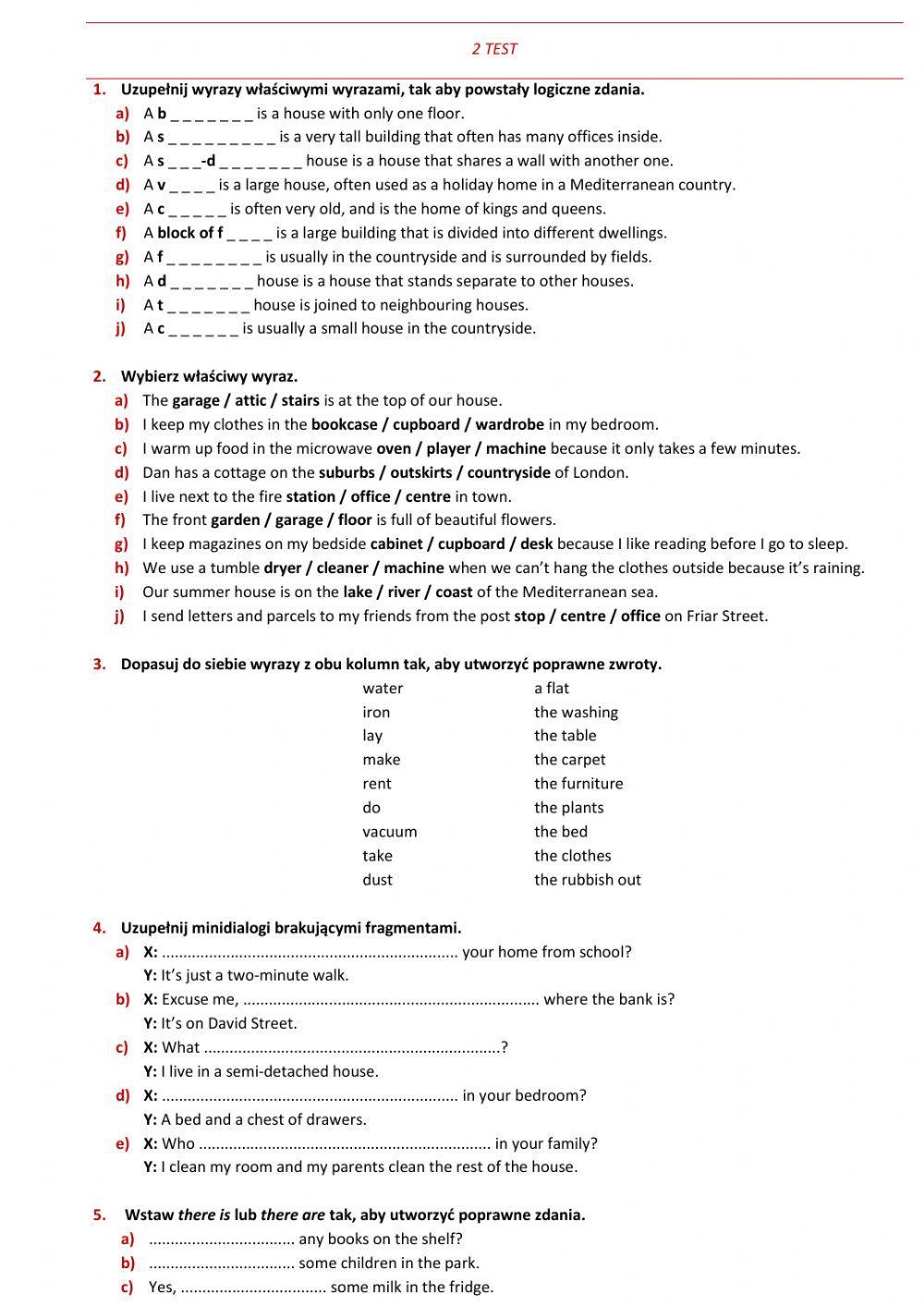 E8 U2 Miejsce zamieszkania Test