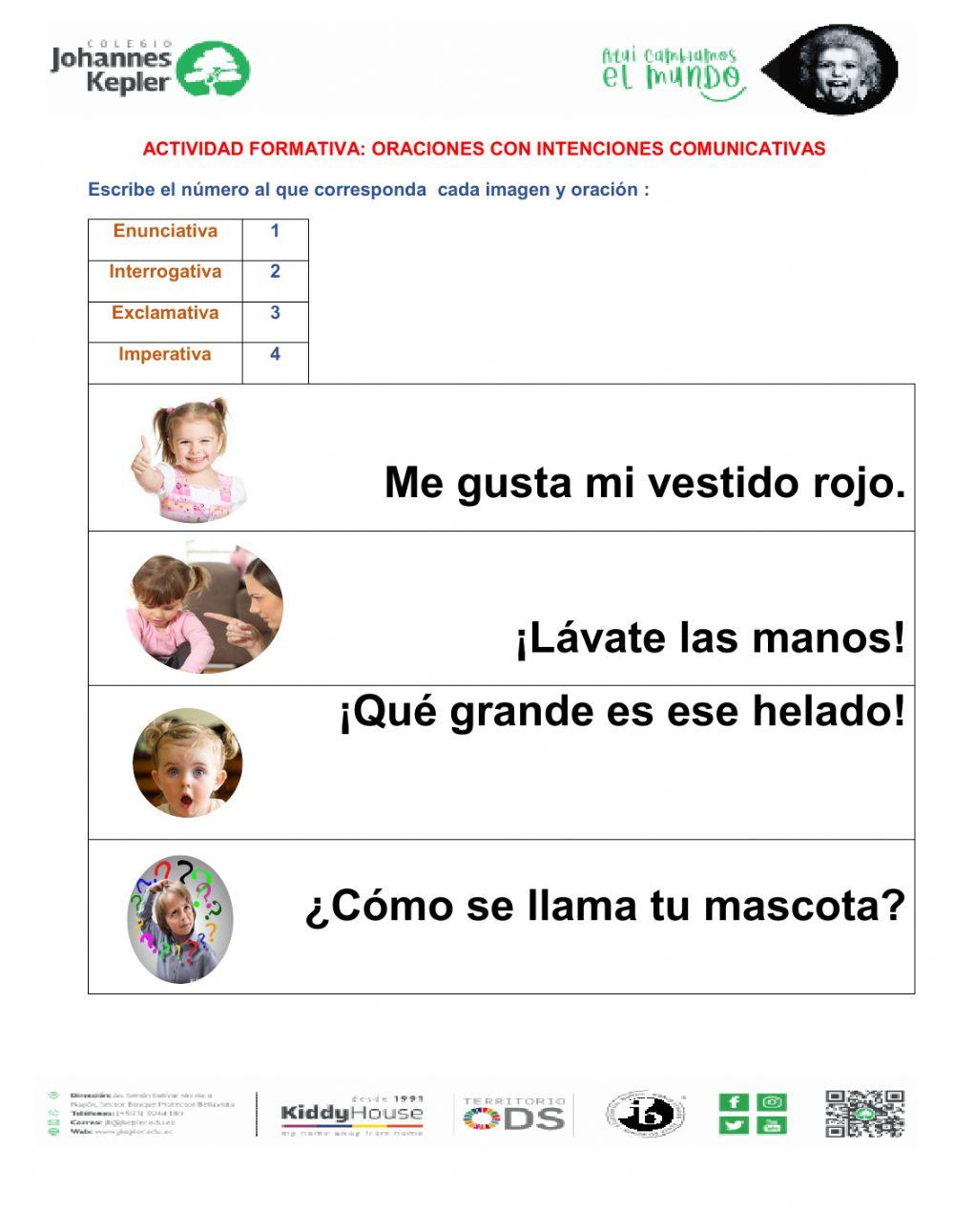 Oraciones con diversas intenciones comunicativas