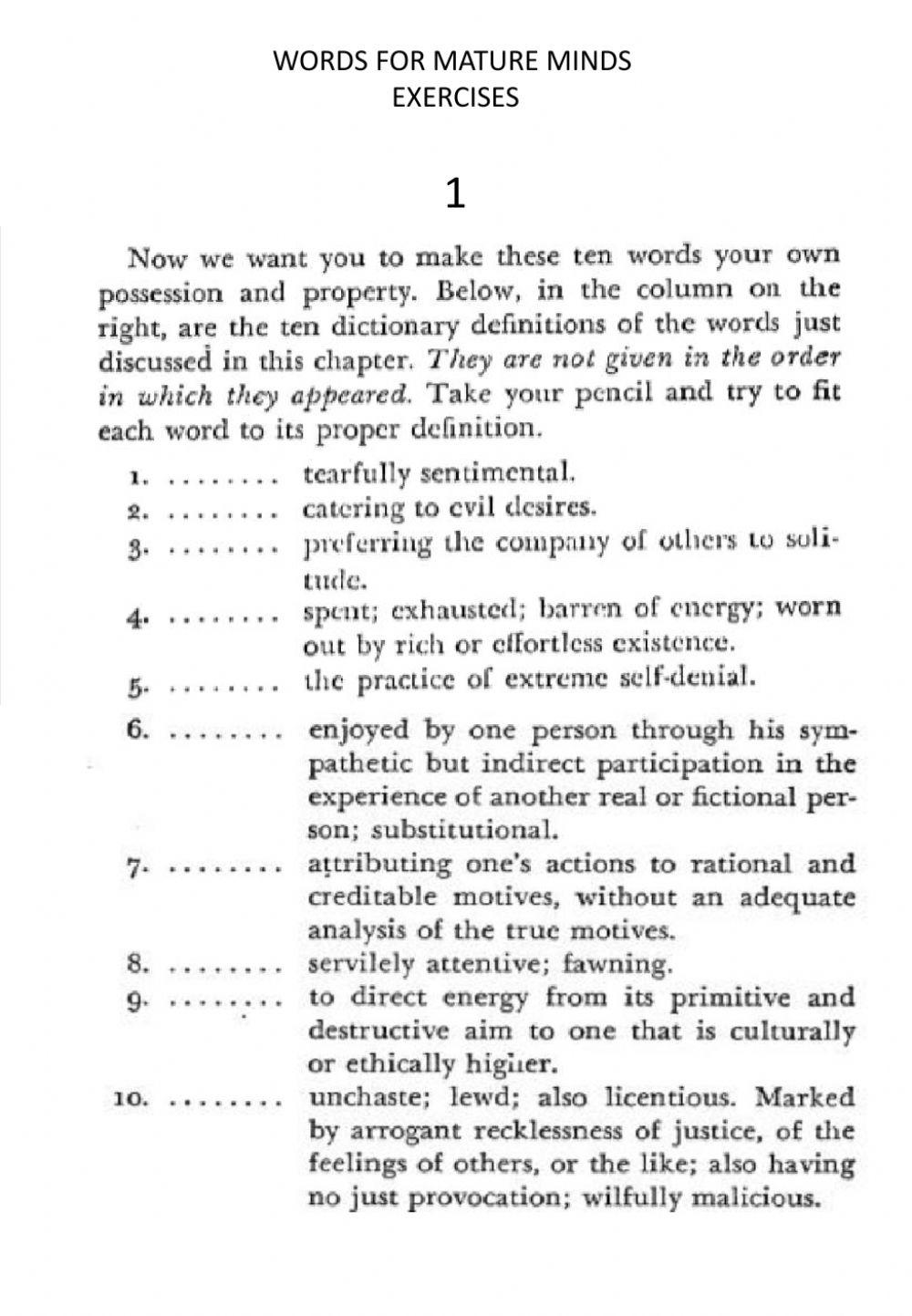 Words for Mature Minds