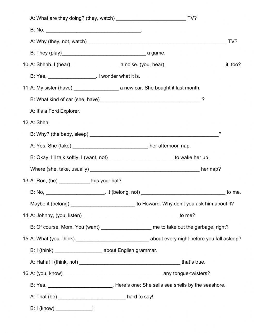 Simple Present and Present Continuous Review
