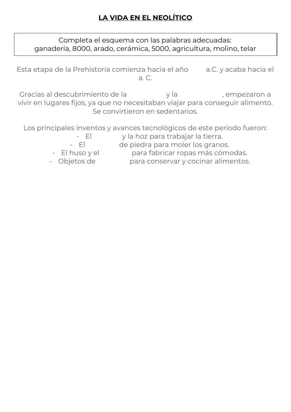 La vida en el neolítico