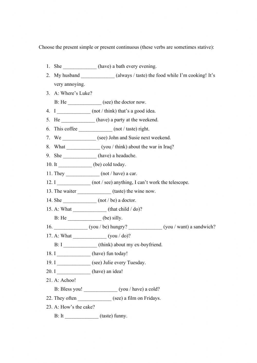 Stative verbs