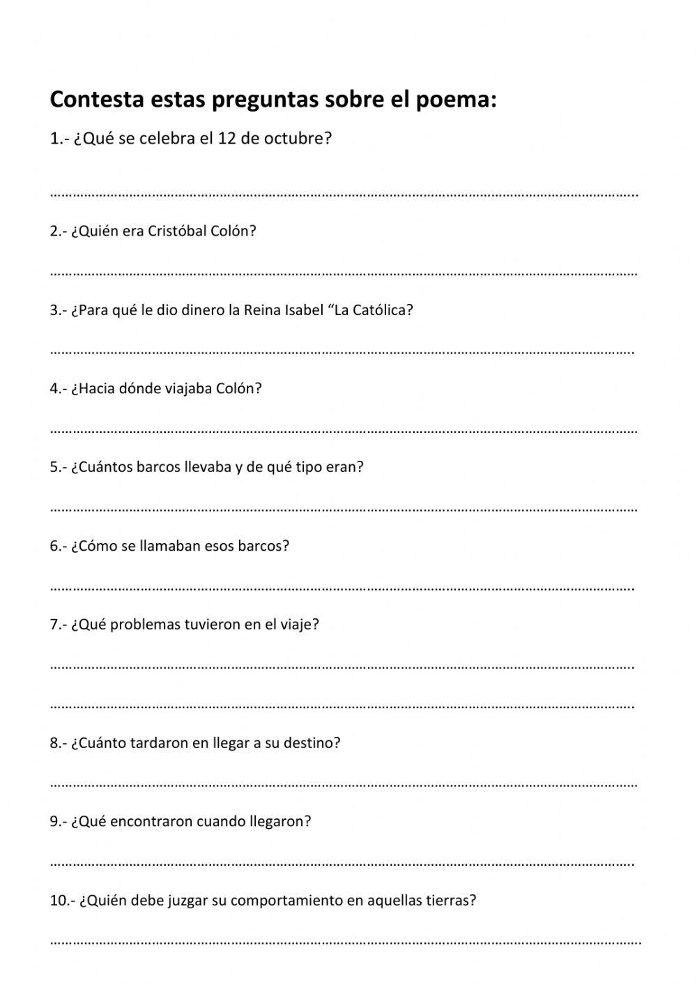 Poema Día de la Hispanidad