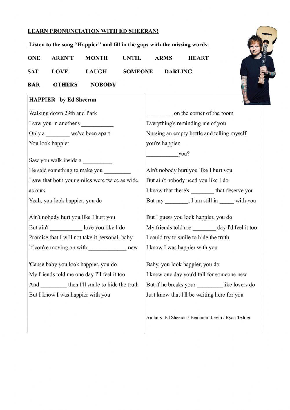 Learning pronunciation with Ed Sheeran