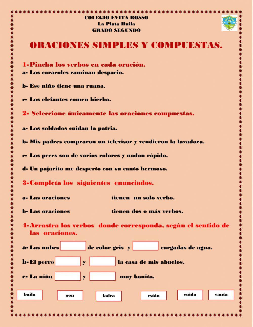 Oraciones simples y compuestas