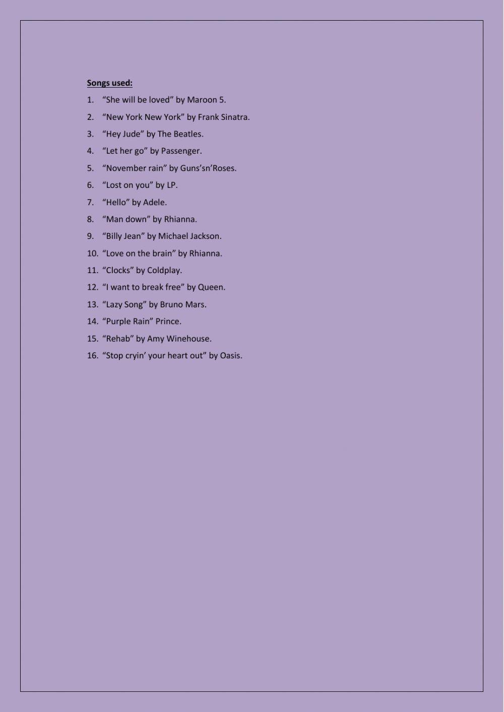 Verb pattern learning with songs