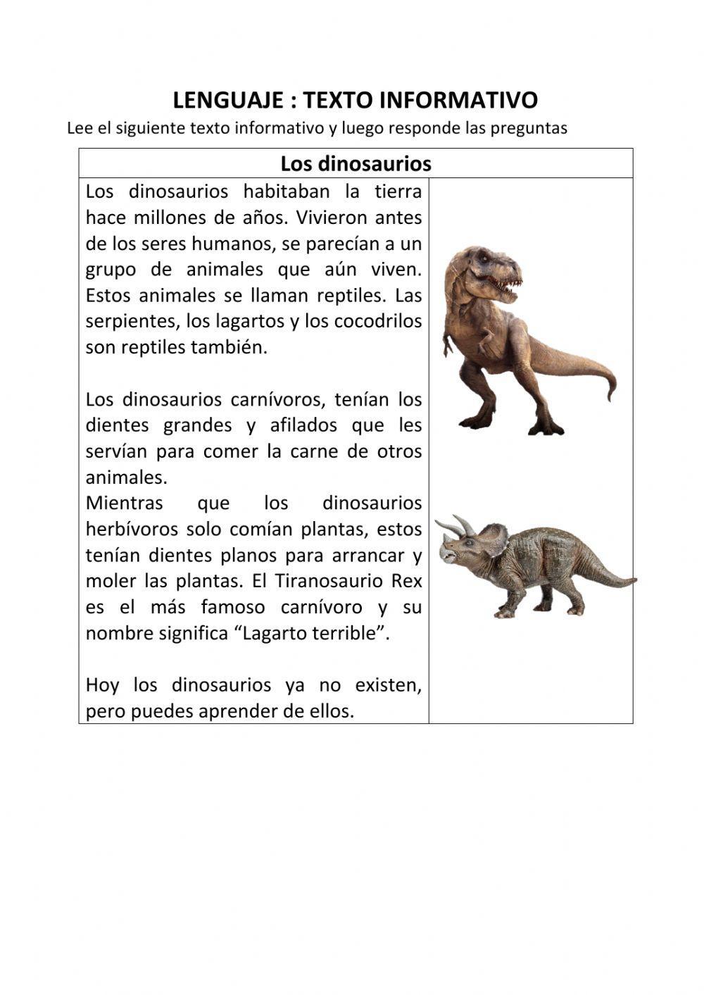Texto informativo - Los dinosaurios