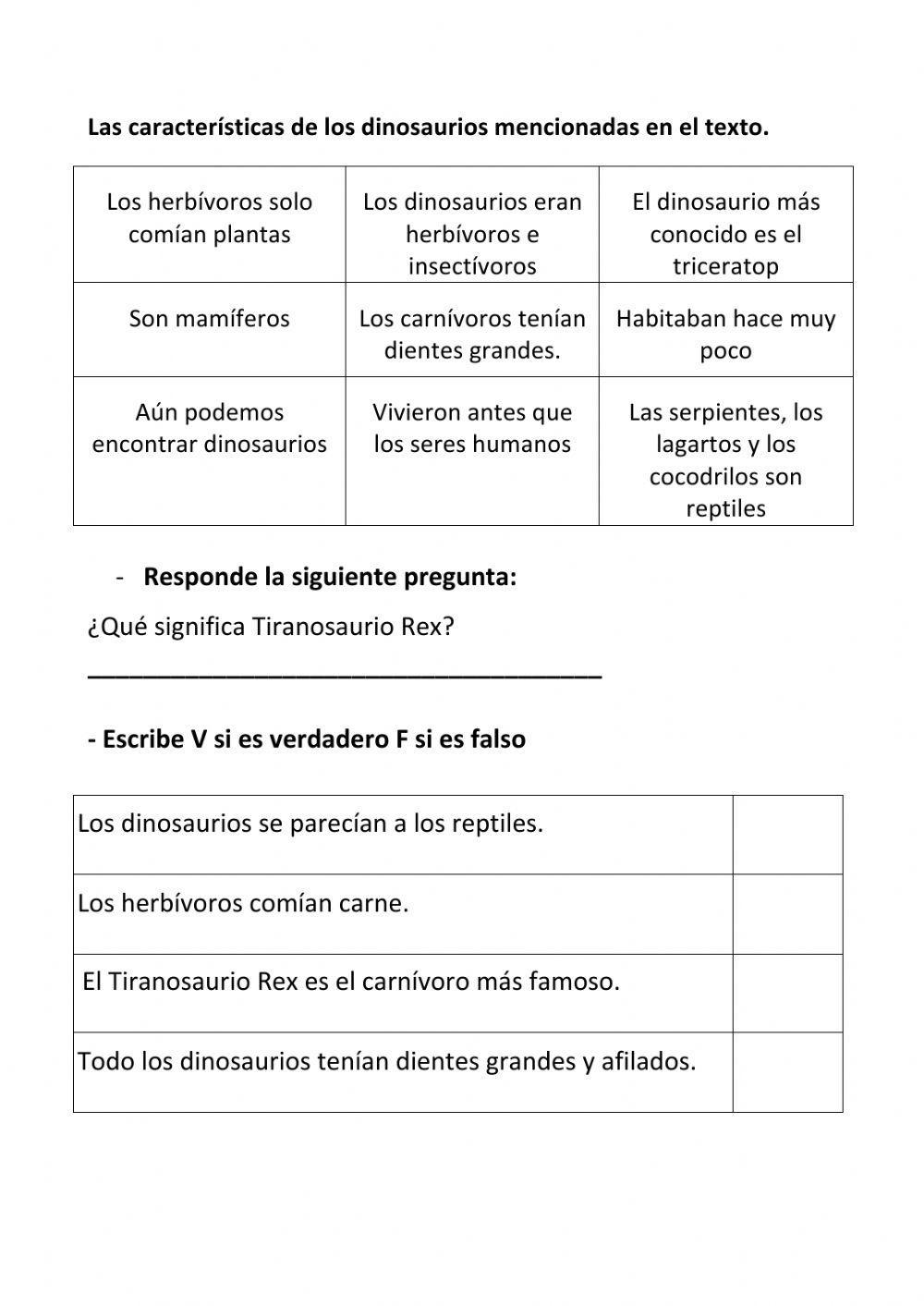 Texto informativo - Los dinosaurios