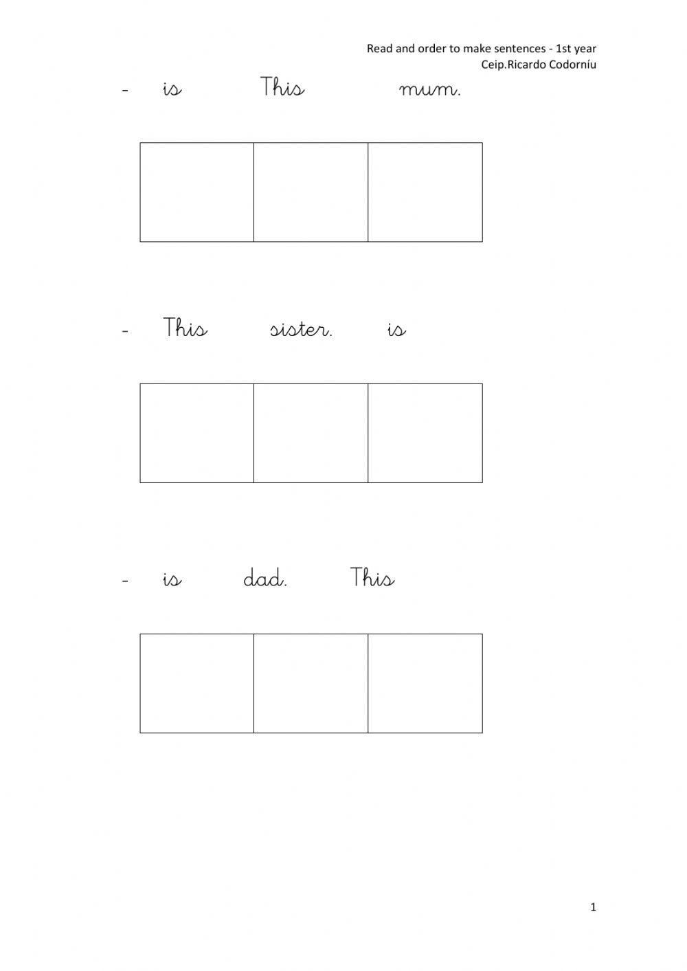 Read and order to make sentences-family