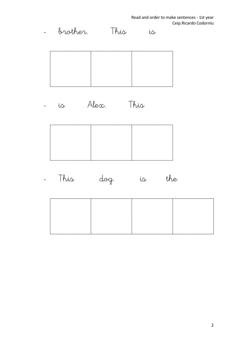 Read and order to make sentences-family