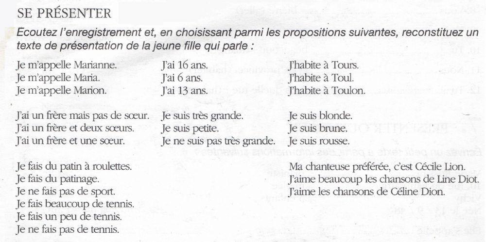 Se présenter - exercice de compréhension orale