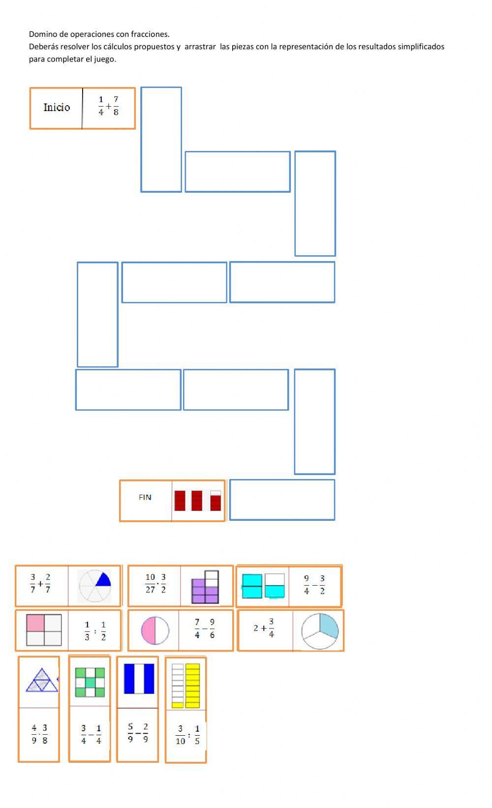 Dominó con fracciones