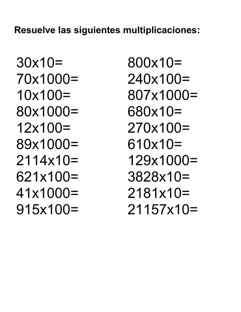 Multiplicación por 10, 100, y 1000 (2)