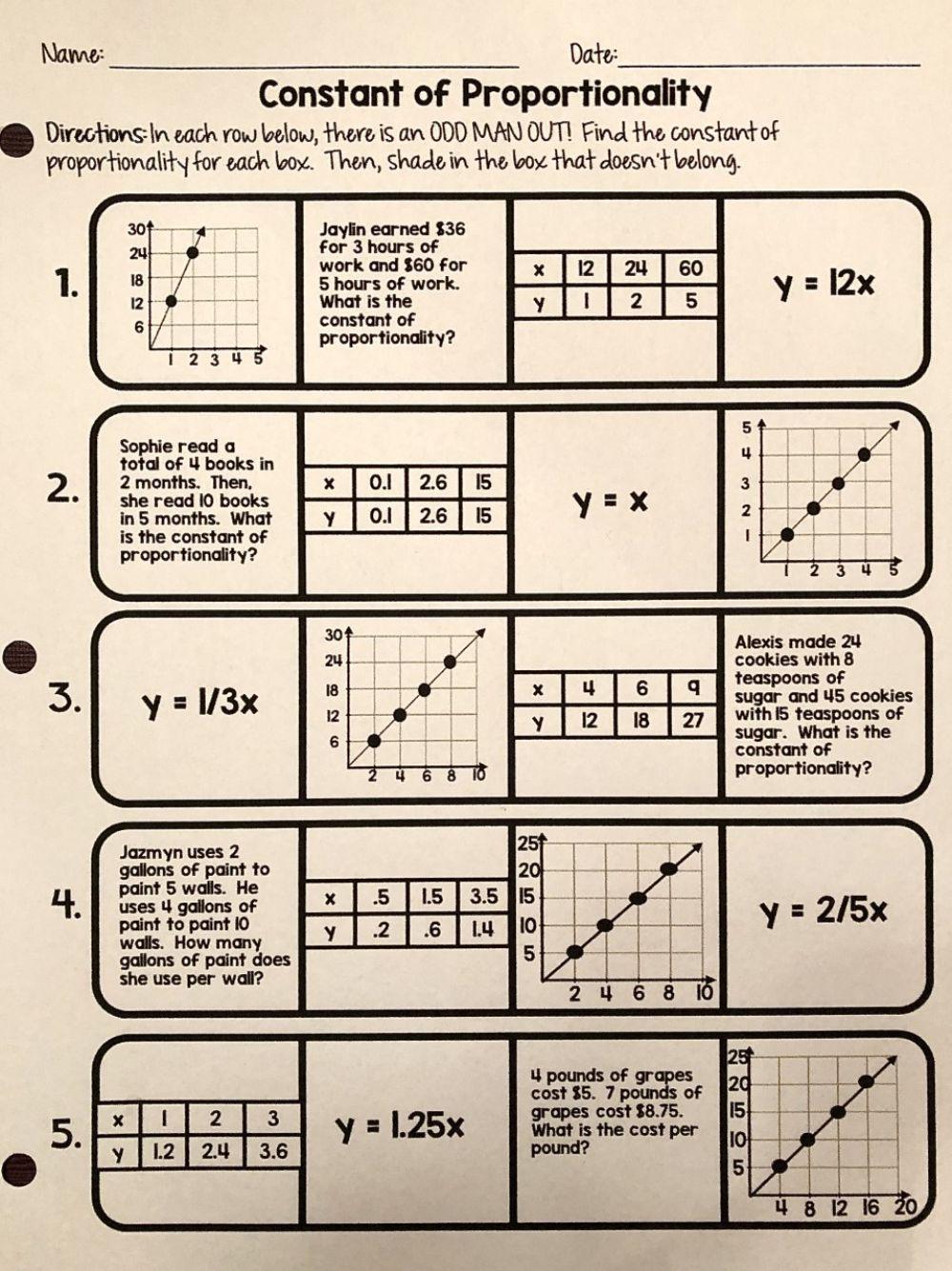 Constant of Proportionality - Odd Man Out