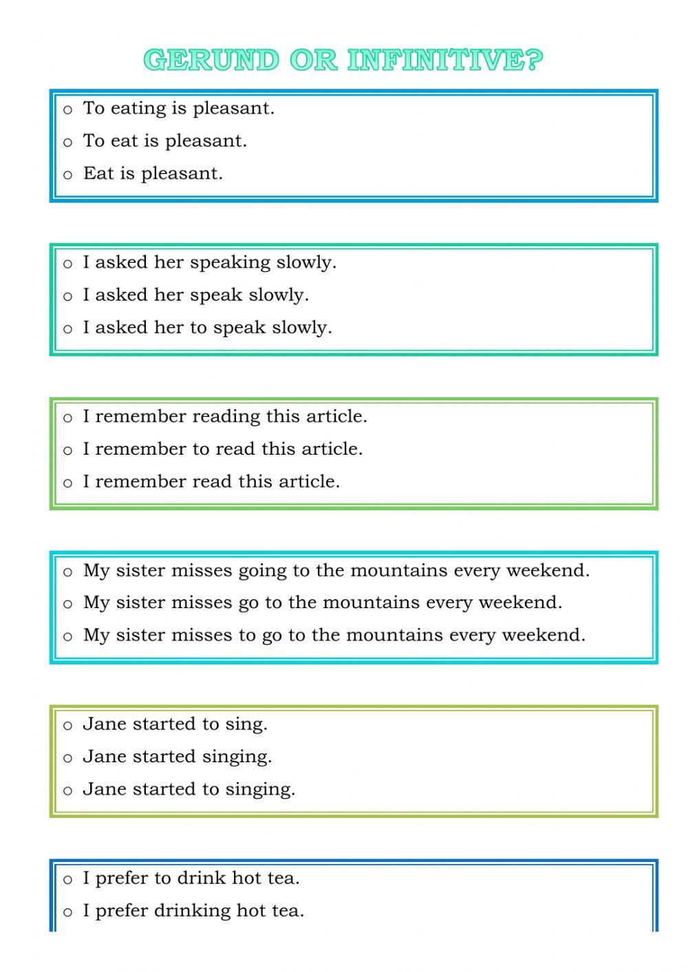 Gerund or infinitive?