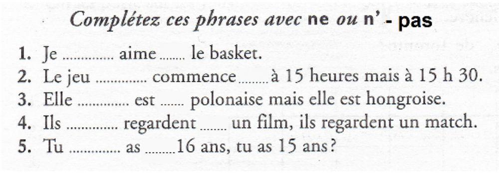 La négation - ne-n' -pas