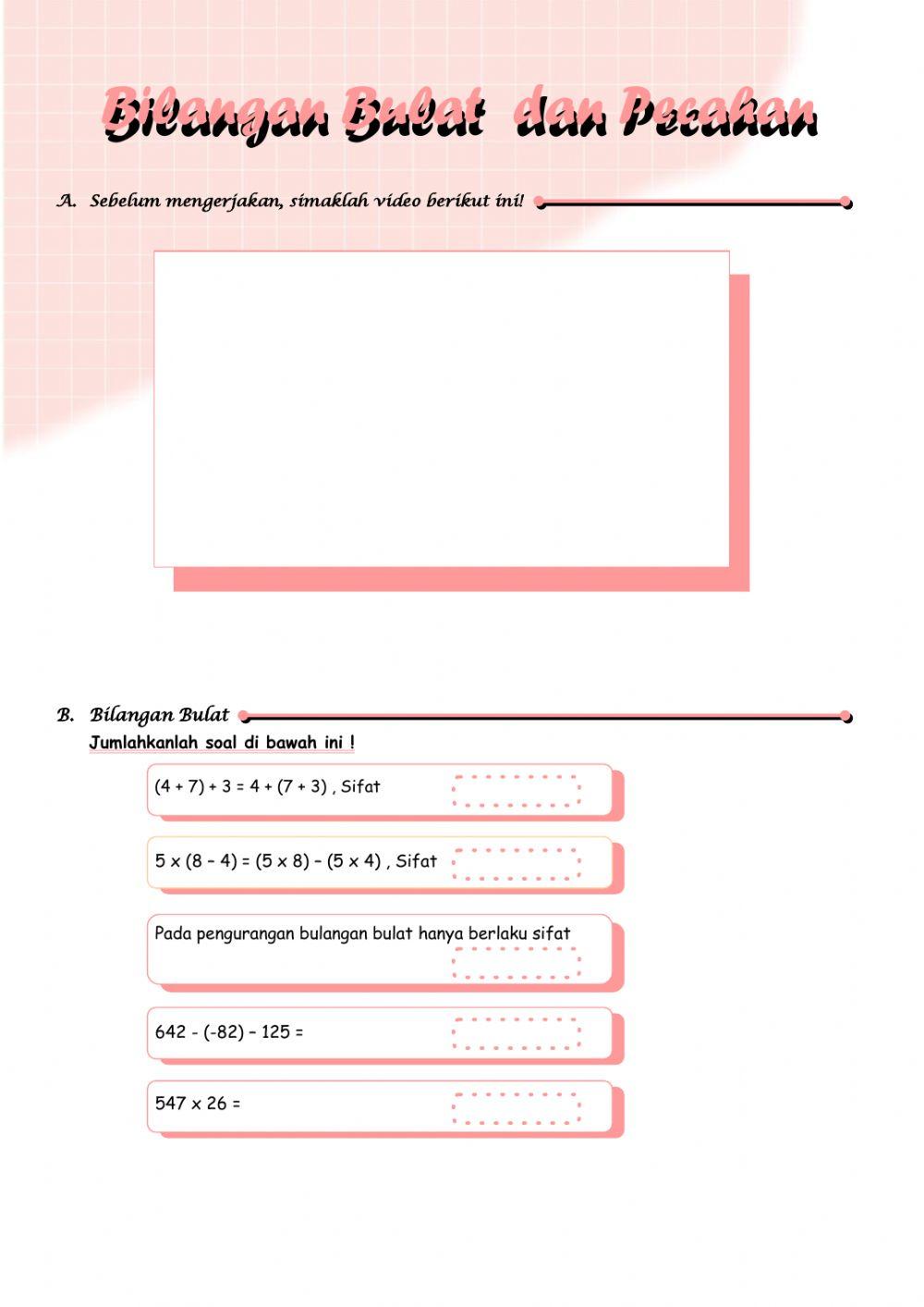 Bilangan Bulat dan Pecahan