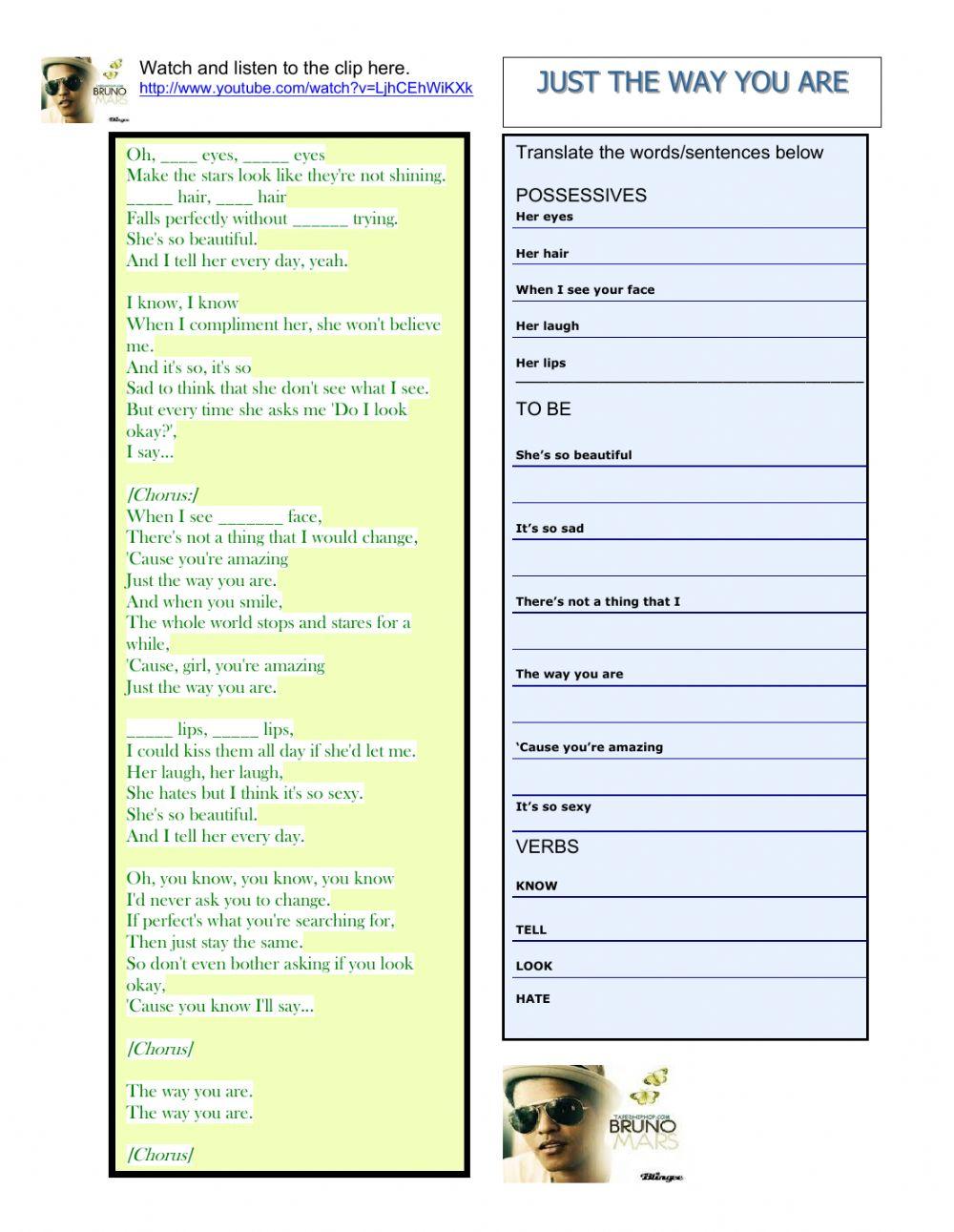 Just the way you are POSESSIVES