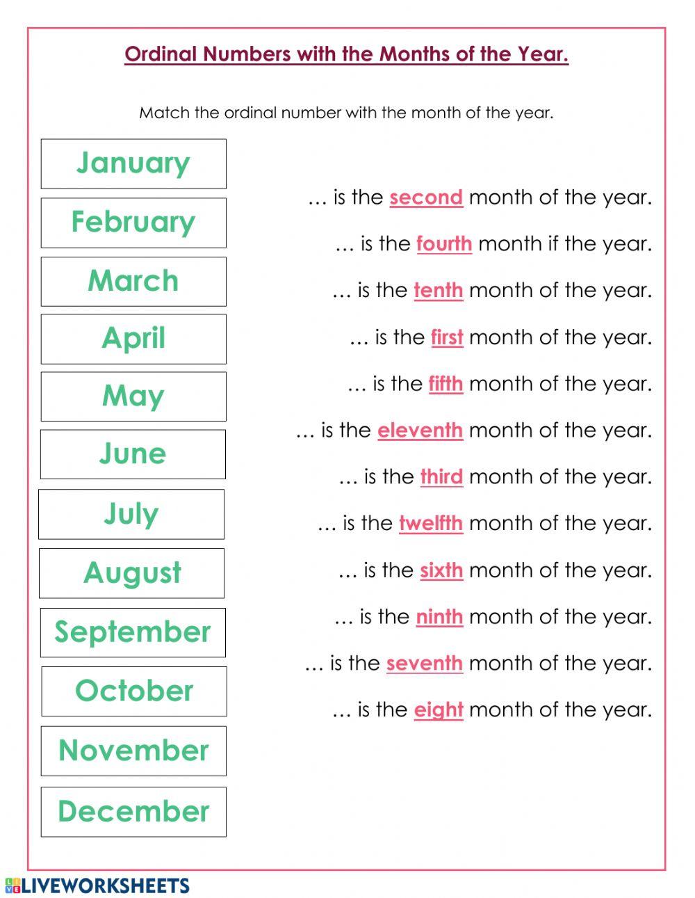 Match the months