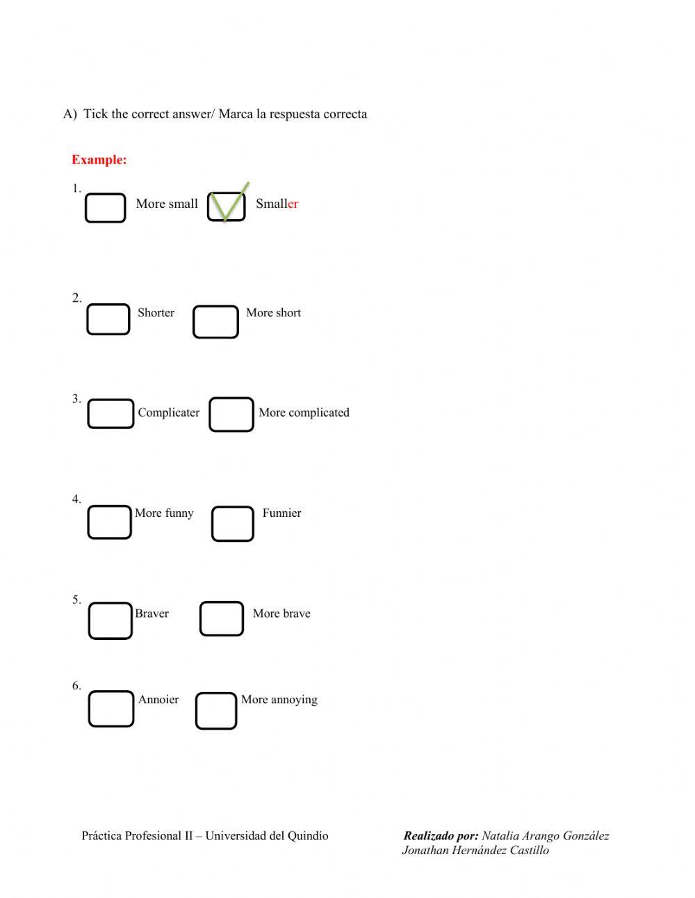 Comparatives and superlatives sixth grade