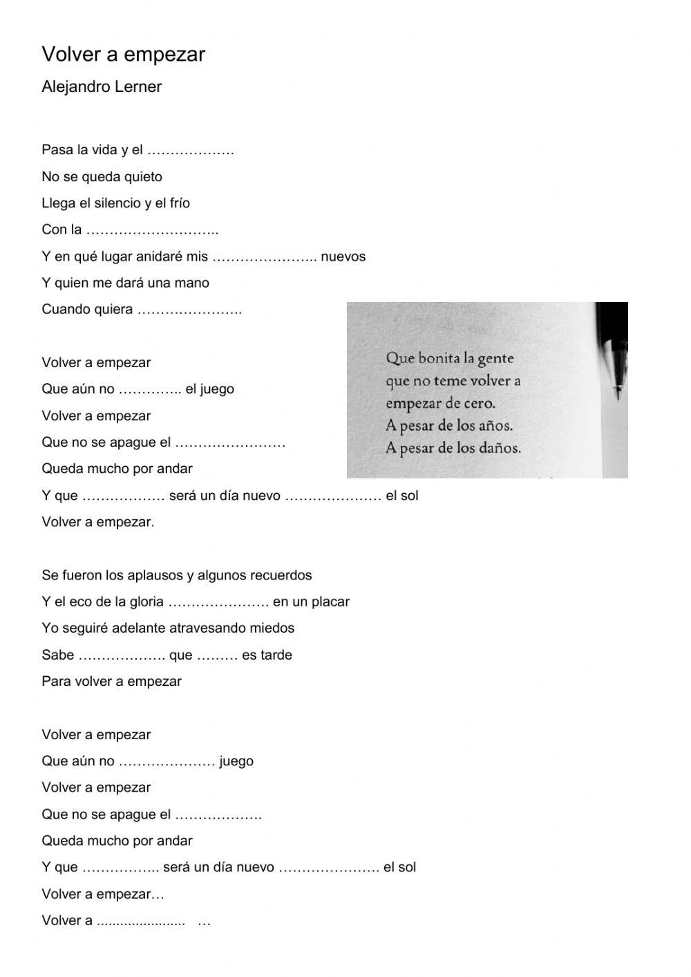 Volver a empezar worksheet Live Worksheets