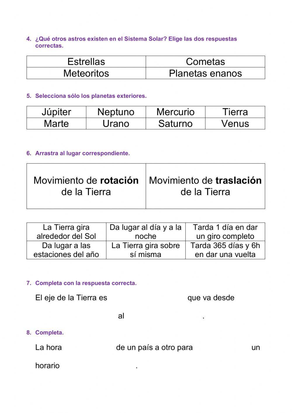 La tierra y el universo