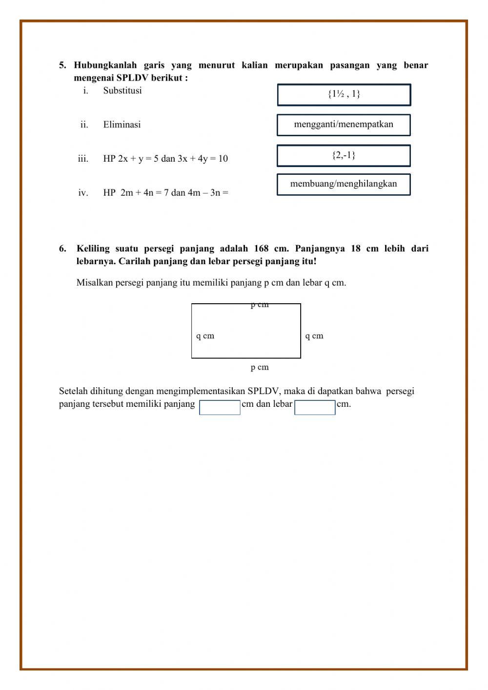 Lembar Kerja Peserta Didik Materi SPLDV